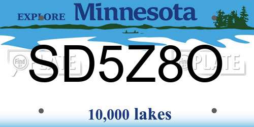 SD5Z8O Minnesota License Plate