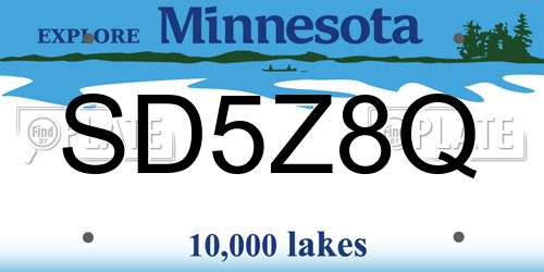 SD5Z8Q Minnesota License Plate