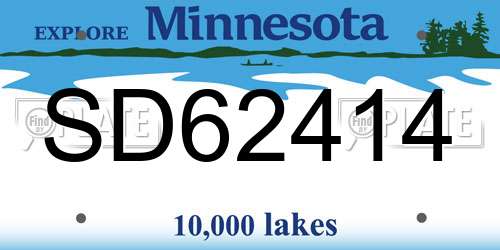 SD62414 Minnesota License Plate