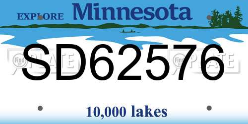 SD62576 Minnesota License Plate