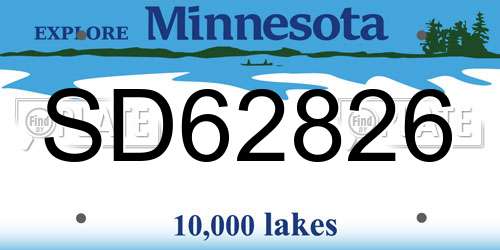 SD62826 Minnesota License Plate
