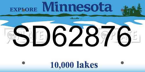 SD62876 Minnesota License Plate