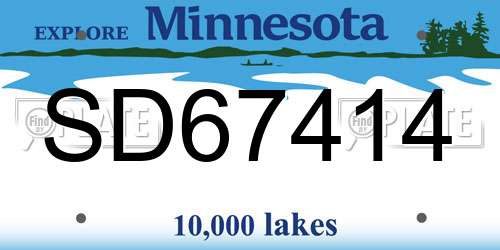 SD67414 Minnesota License Plate