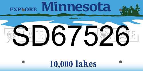 SD67526 Minnesota License Plate