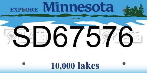 SD67576 Minnesota License Plate