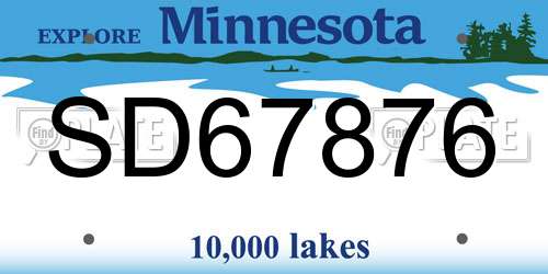 SD67876 Minnesota License Plate