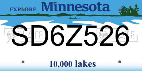 SD6Z526 Minnesota License Plate