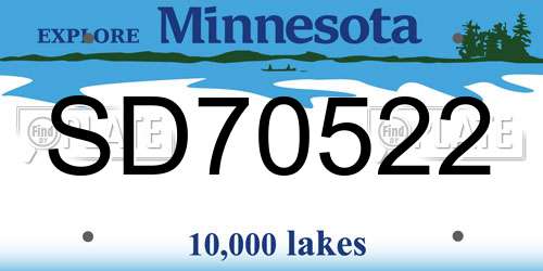 SD70522 Minnesota License Plate