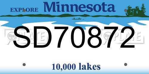 SD70872 Minnesota License Plate