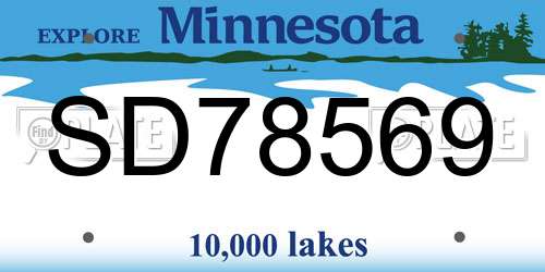 SD78569 Minnesota License Plate