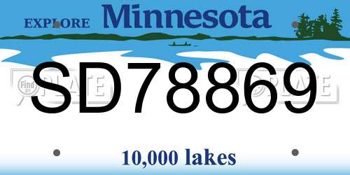 SD78869 Minnesota License Plate