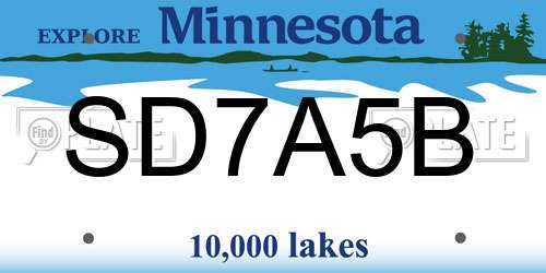 SD7A5B Minnesota License Plate