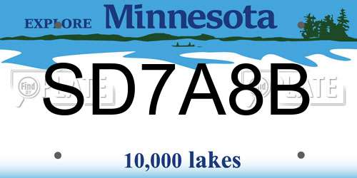 SD7A8B Minnesota License Plate