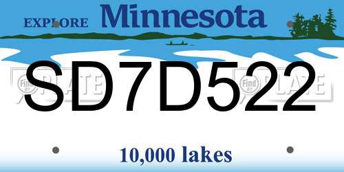 SD7D522 Minnesota License Plate