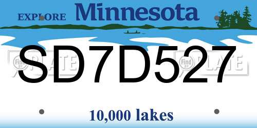 SD7D527 Minnesota License Plate