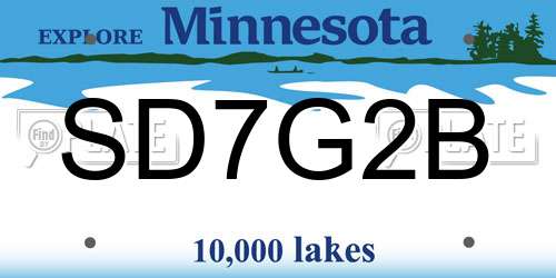 SD7G2B Minnesota License Plate