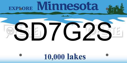 SD7G2S Minnesota License Plate