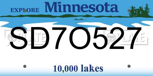 SD7O527 Minnesota License Plate