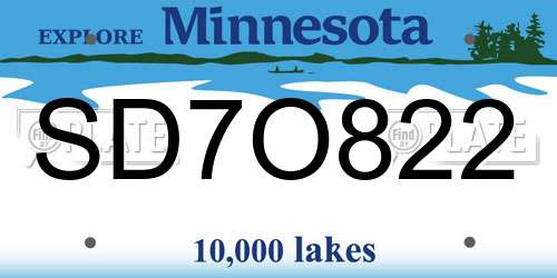 SD7O822 Minnesota License Plate