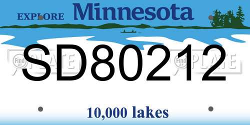 SD80212 Minnesota License Plate