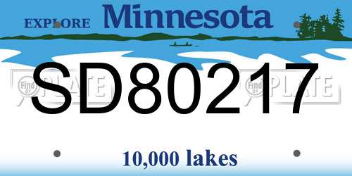 SD80217 Minnesota License Plate
