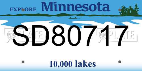 SD80717 Minnesota License Plate