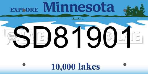 SD81901 Minnesota License Plate