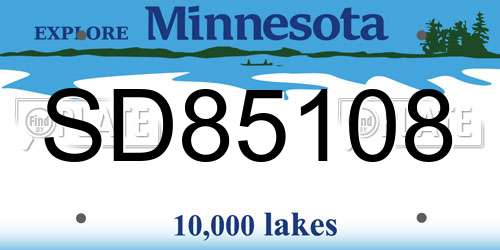 SD85108 Minnesota License Plate