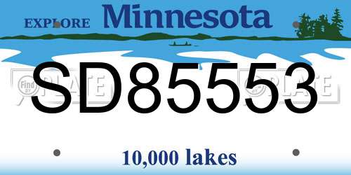 SD85553 Minnesota License Plate