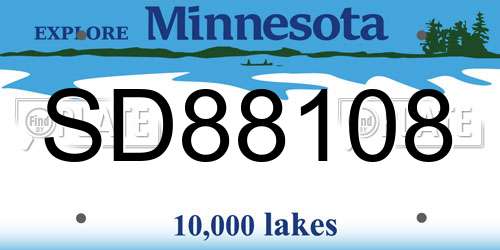 SD88108 Minnesota License Plate