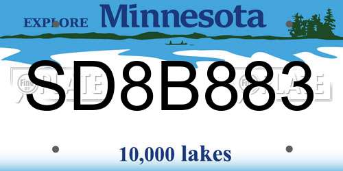 SD8B883 Minnesota License Plate