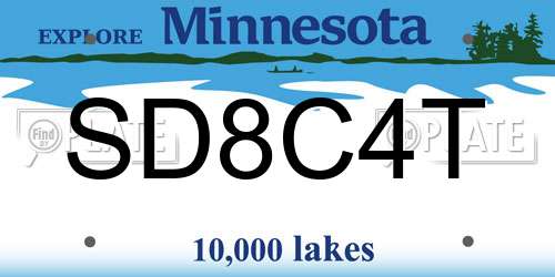 SD8C4T Minnesota License Plate