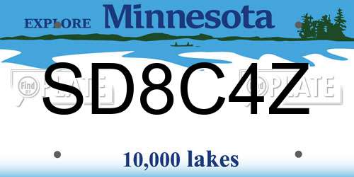 SD8C4Z Minnesota License Plate