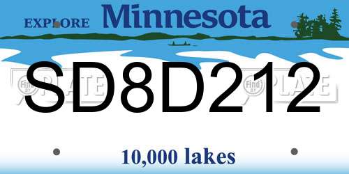 SD8D212 Minnesota License Plate