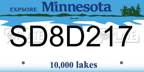 SD8D217 Minnesota License Plate