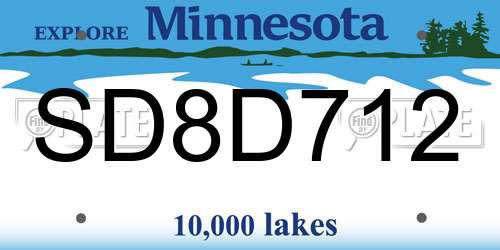 SD8D712 Minnesota License Plate