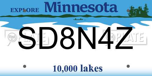 SD8N4Z Minnesota License Plate