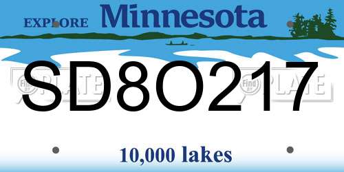 SD8O217 Minnesota License Plate