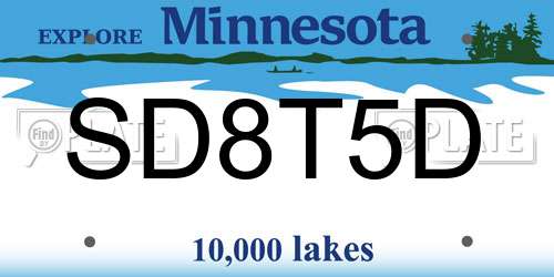 SD8T5D Minnesota License Plate