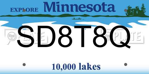 SD8T8Q Minnesota License Plate