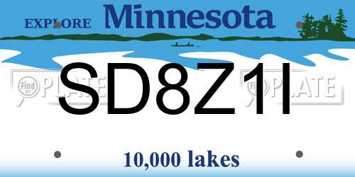 SD8Z1I Minnesota License Plate