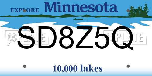 SD8Z5Q Minnesota License Plate