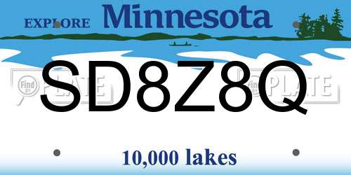 SD8Z8Q Minnesota License Plate