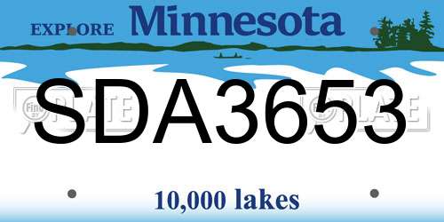 SDA3653 Minnesota License Plate