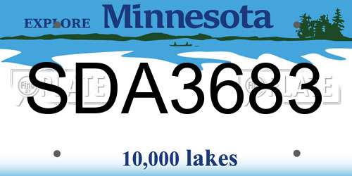 SDA3683 Minnesota License Plate