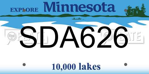 SDA626 Minnesota License Plate