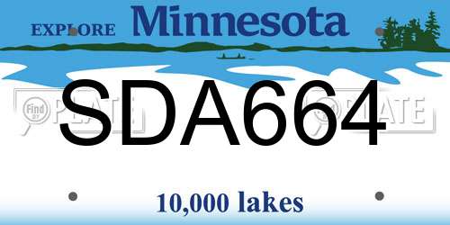 SDA664 Minnesota License Plate