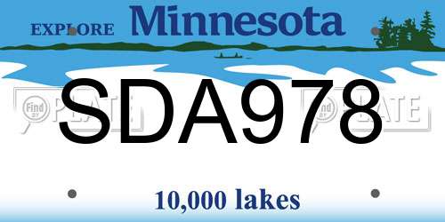 SDA978 Minnesota License Plate