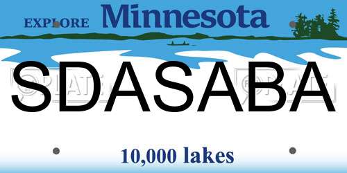 SDASABA Minnesota License Plate