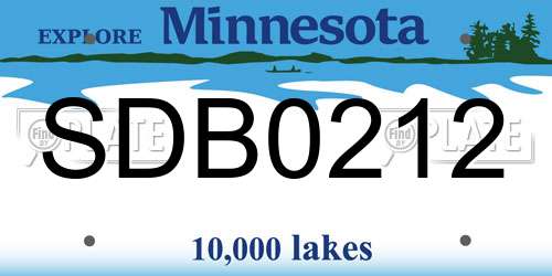 SDB0212 Minnesota License Plate